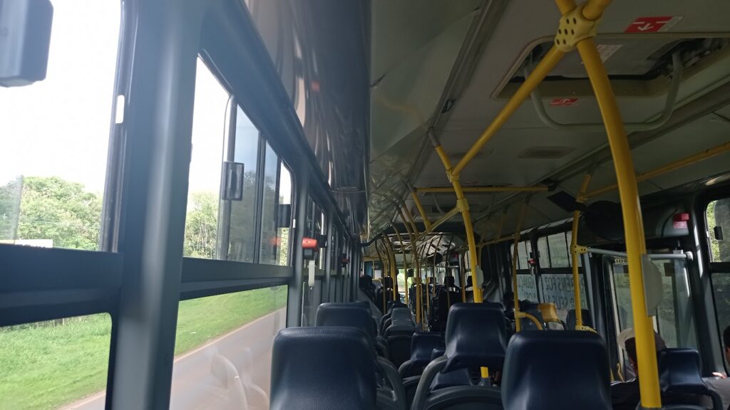 A public bus to Iguacu Falls in Brazil